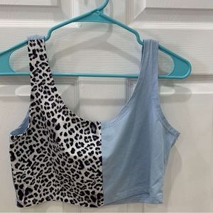Split Pattern Cropped Tank Top